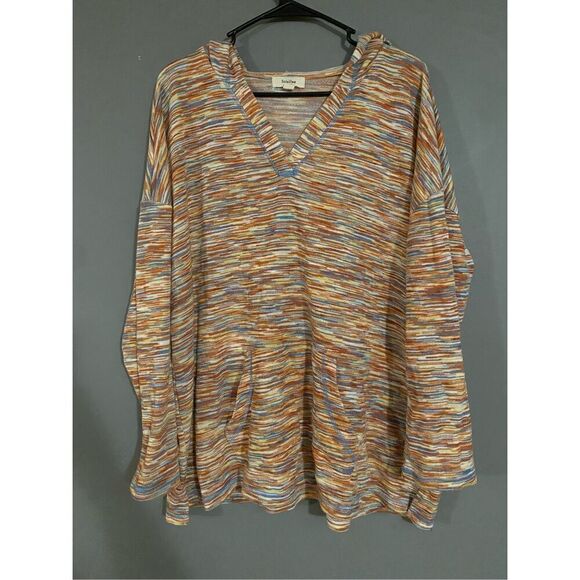 Soleillee Multicolored Pullover Hoooded Sweater Size 2X NWOT - Picture 1 of 6